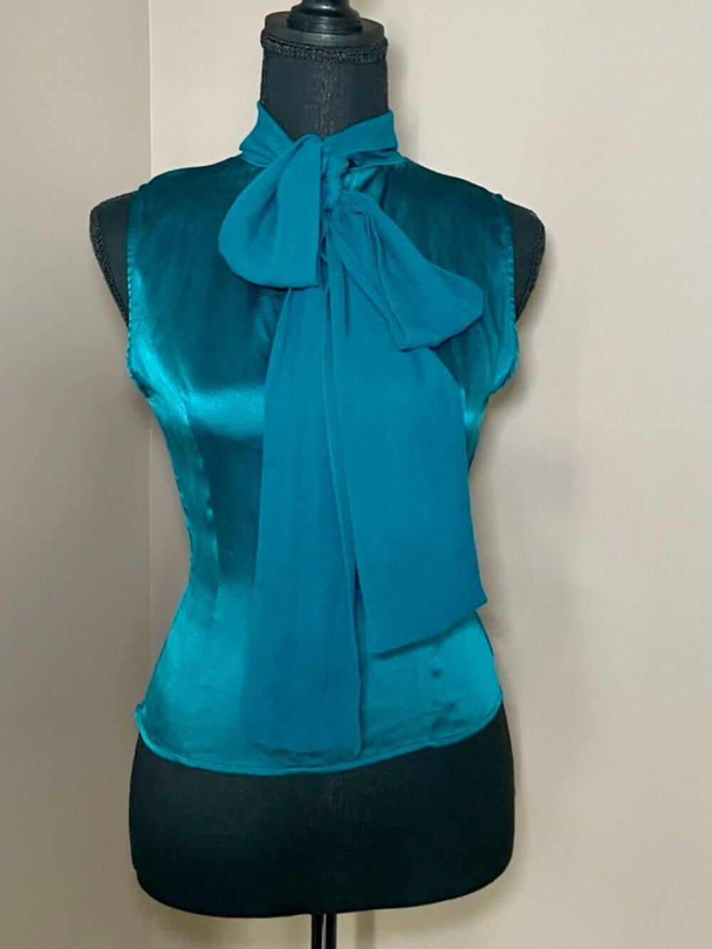 JON Vintage 100% Silk Teal Blouse, Size 4